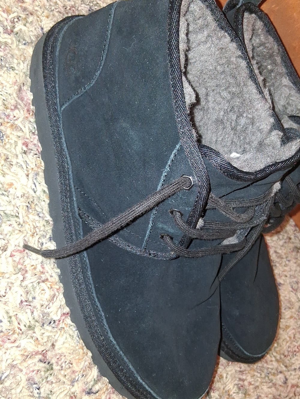 UGG Men's Black Suede Lace-Up Fleece Boots